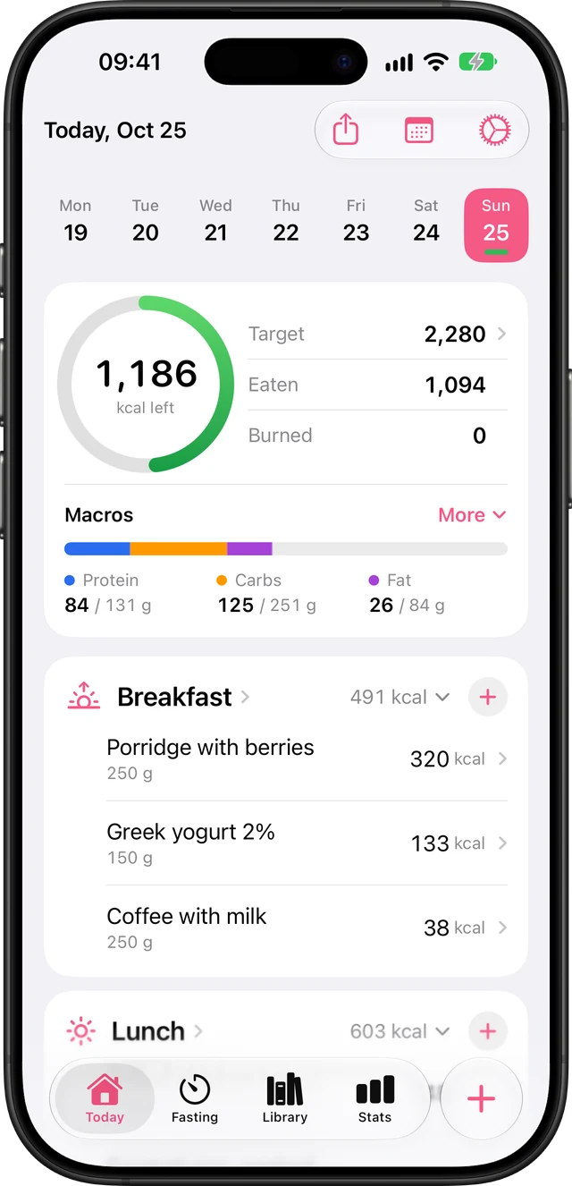 The Today page of Intake on iPhone